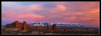 Colorful sunset over Arches National Park, Utah