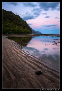 Twilight at Ke'e Beach, Kauai.