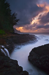 Long exposure surf photography along Kauai coastline in Princeville, Kauai, Hawaii 