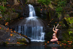 fine art landscape nude at waterfall in Kilauea, Kauai, Hawaii