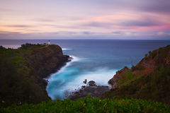 long exposure of Kauai coastline overlooking Kilauea Lighthouse