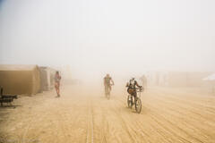 Burning Man dust storm on Black Rock City playa 