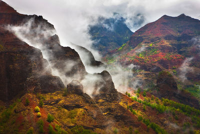 colorful smokey cliffs Waimea Canyon, Kaua'i, Hawai'i
