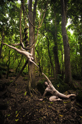 fine art landscape nude in jungle of Wailua Kauai Hawaii 