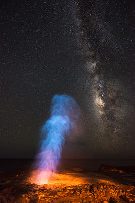 Milky Way over spouting horn in Poipu, Kaua'i, Hawai'i