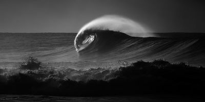 Black and white ocean photography along Na Pali coast in Kauai, Hawaii 