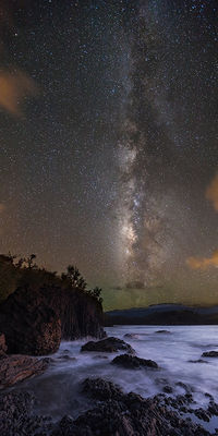 Milky Way over the ocean in Kalihiwai, Kaua'i, Hawai'i