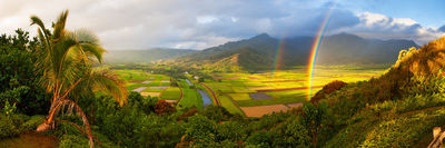 Hanalei Valley overlook double rainbow Kaua'i, Hawai'i