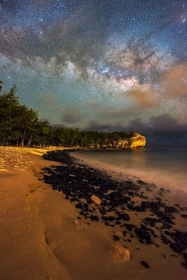 Milky Way photos over Shipwreck Beach at Keoneloa Bay, Kaua'i, Hawai'i