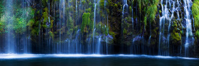 Incredible moss covered panoramic waterfall image of Mossbrae Falls in Dunsmuir, California