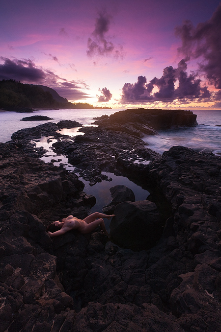 fine art landscape nude in Lumahai, Kauai, Hawaii