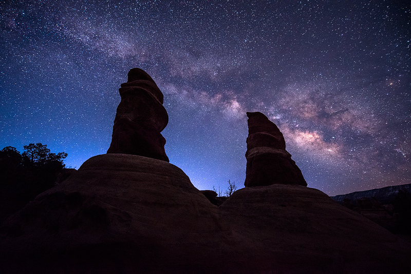 The Milky Way shines bright behind hoodoos in a remote section of Southern Utah. Limited Edition of 100. Artist Proof of 10.