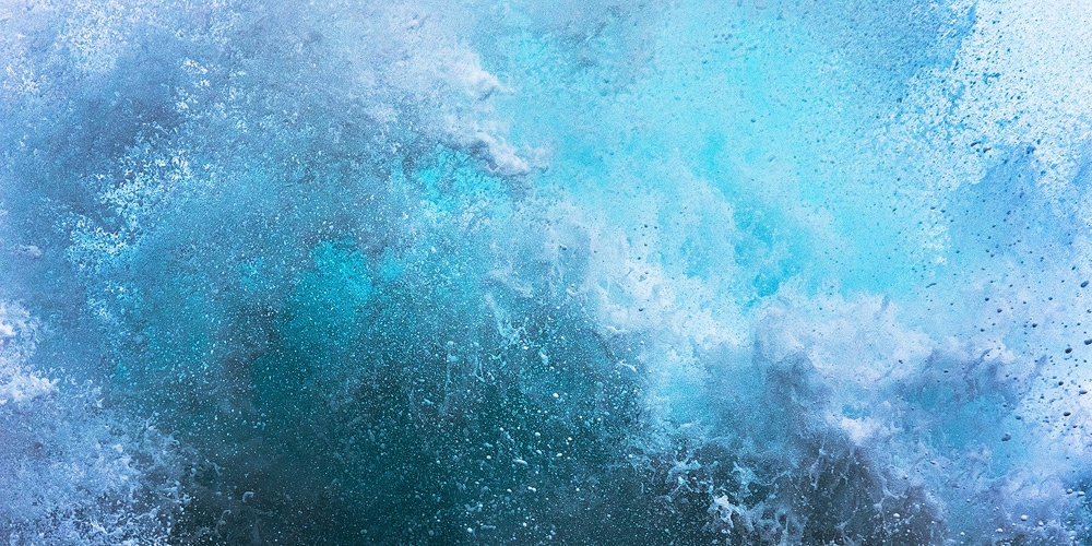 Natural abstract colors in the ocean spray of waves  in Princeville, Kaua'i, Hawai'i