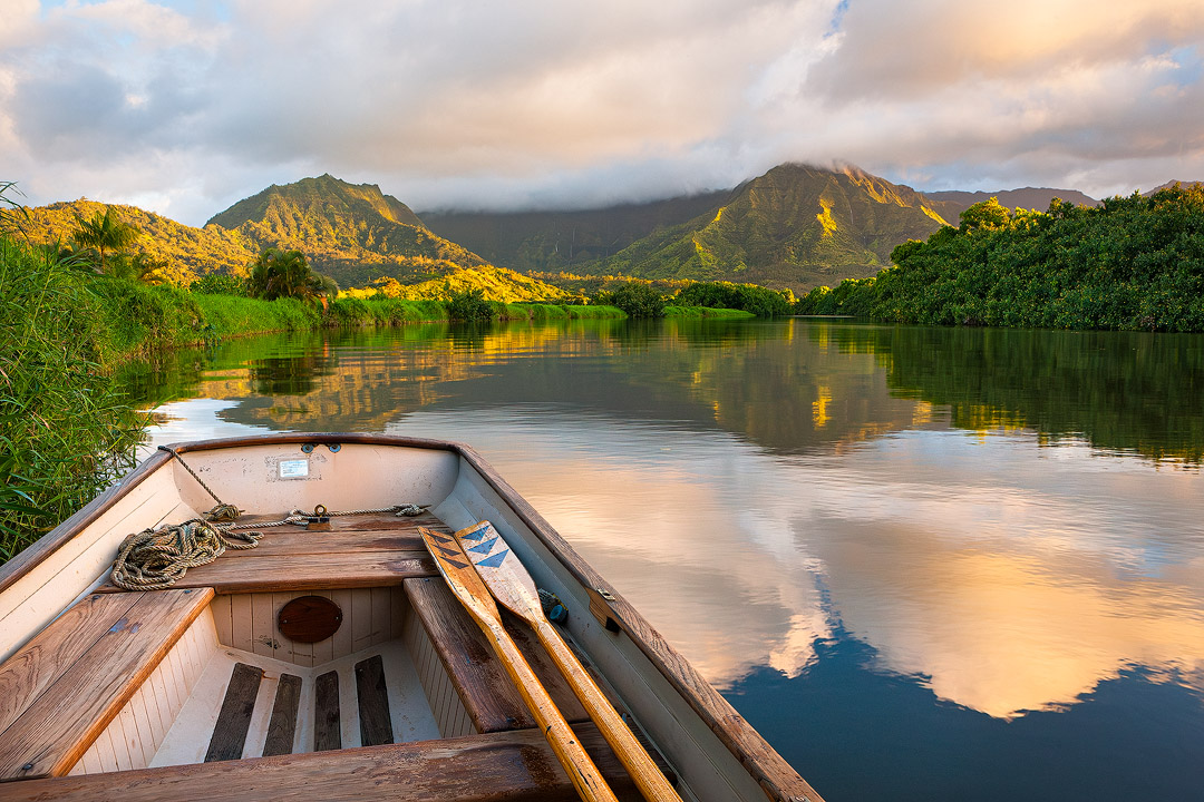 Hanalei, Kaua'i, Hawai'i river reflection 